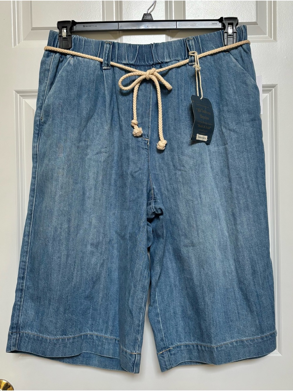 Democracy Light Blue Wide-Leg Denim Jeans with Rope Belt